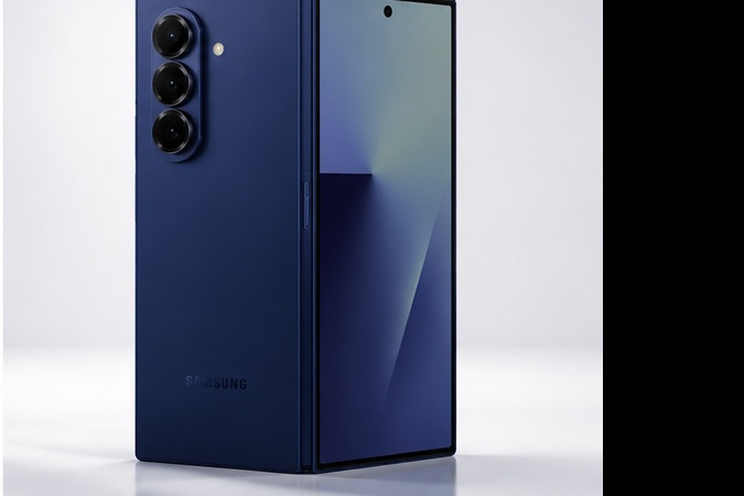 Samsung Galaxy Z Fold7 folded smartphone Blue Shadow