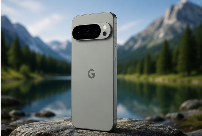 Google Pixel 10 Pro XL rear view in outdoor setting