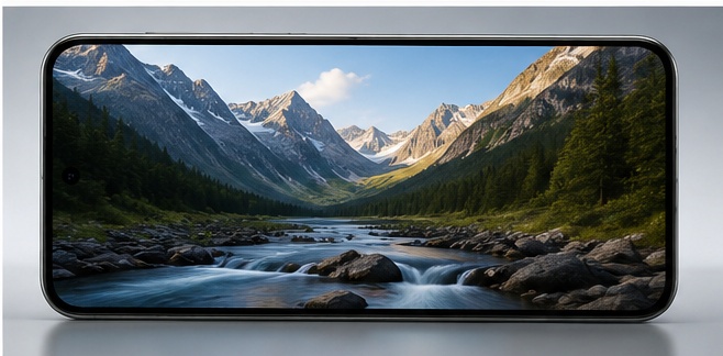 Google Pixel 10 Pro XL display showing mountain landscape